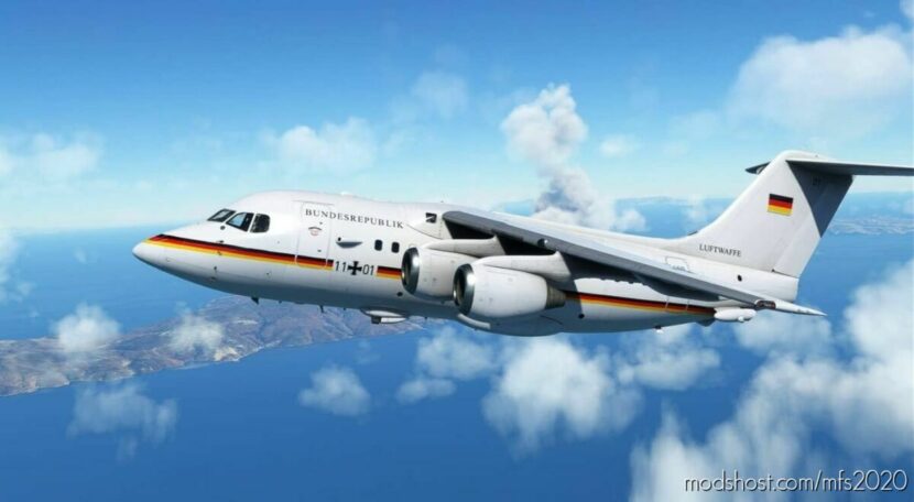 MSFS 2020 Livery Mod: BAE 146-100CC2 Luftwaffe 11+01 (Featured)