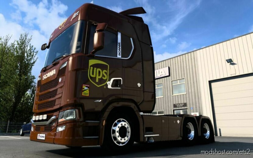 ETS2 Scania Mod: Skin Scania S 2016 UPS 1.44 (Featured)