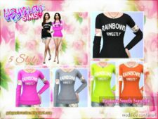 Sims 4 Female Clothes Mod: Rainbows Sweetly Sweatshirt ~ Asian Fashion (Image #2)