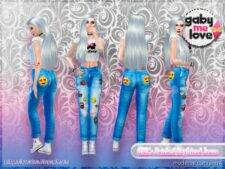 Sims 4 Female Clothes Mod: GML’s Patched Boyfriend Jeans (Image #3)