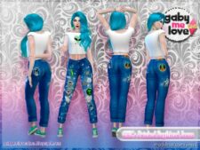 Sims 4 Female Clothes Mod: GML’s Patched Boyfriend Jeans (Image #5)