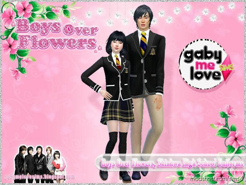 Sims 4 Clothes Mod: Boys Over Flowers, Shinhwa High School Uniforms (Featured)