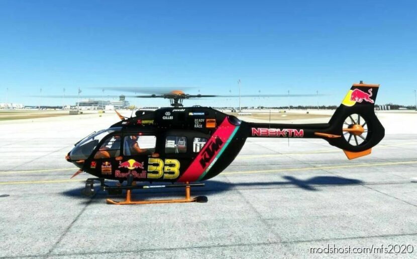 MSFS 2020 Airbus Hicopt Mod: HPG Airbus H145 AP Livery “KTM Motogp EMS” V0.9 (Featured)