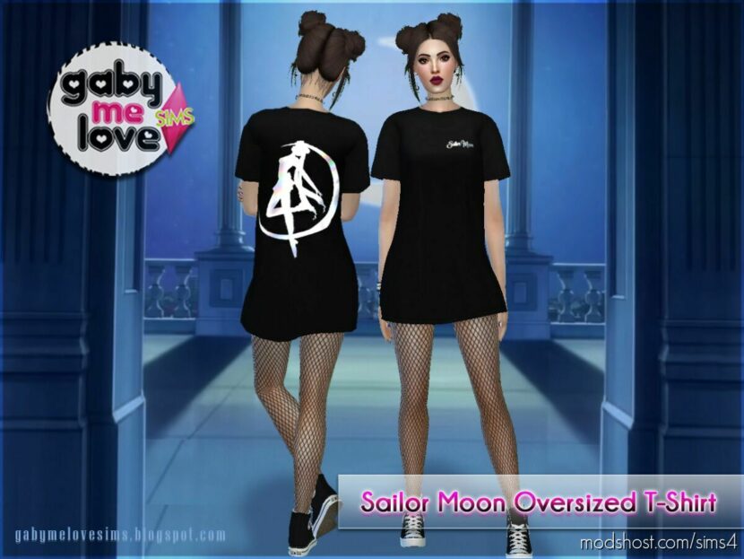 Sims 4 Female Clothes Mod: Sailor Moon Oversized T-Shirt for women (Featured)