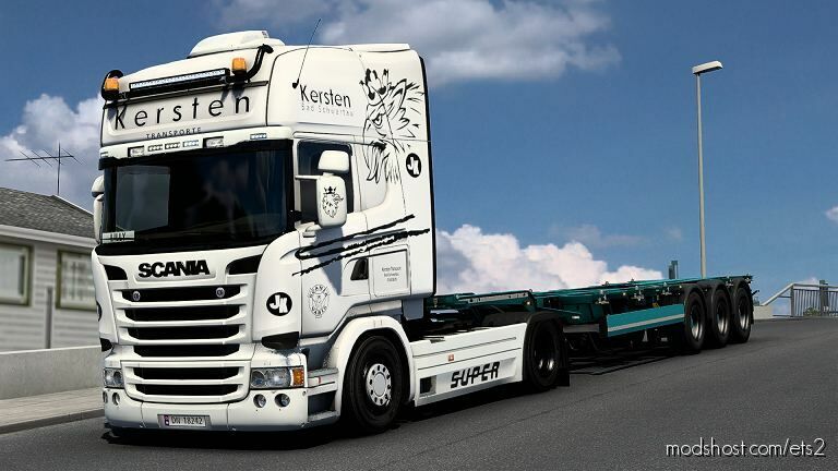 ETS2 RJL Mod: Scania RJL Kersten Transporte Skin White Edition (Featured)