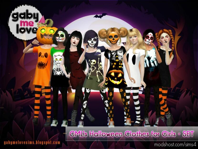 Sims 4 Female Mod: GML's Halloween Clothes for Girls (Featured)