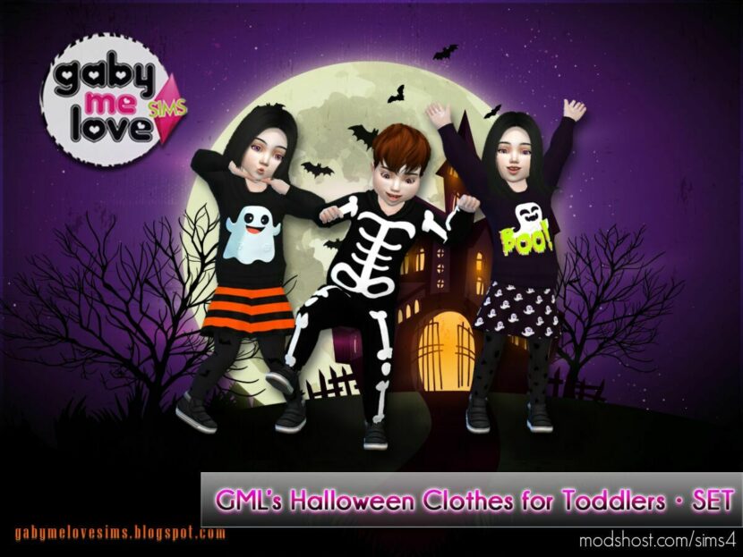 Sims 4 Kid Mod: GML’s Halloween Clothes for Toddlers • SET (Featured)