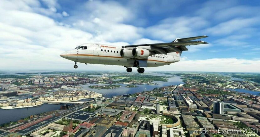 MSFS 2020 Livery Mod: Malmö Aviation BAE 146-200 Se-Drg Circa 1997 (Featured)