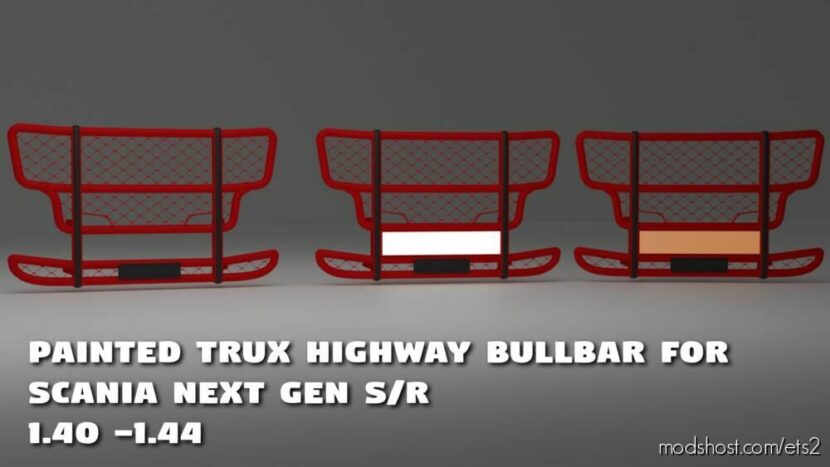 ETS2 Scania Part Mod: Painted Trux Highway Bullbar For Scania S/R 1.40 – 1.44 (Featured)