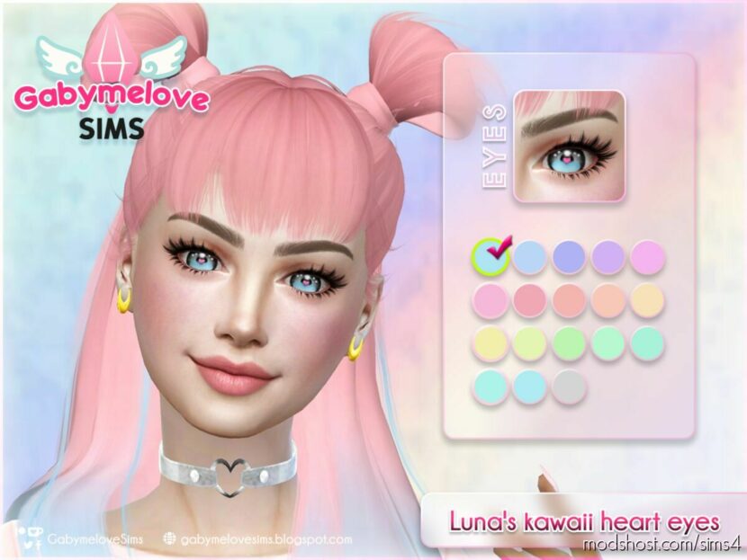 Sims 4 Mod: Luna's kawaii heart eyes, contact & default (Featured)