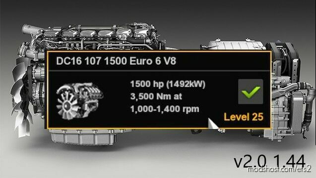 ETS2 Engines Part Mod: 1500HP For ALL Trucks V2.0 1.44 (Featured)