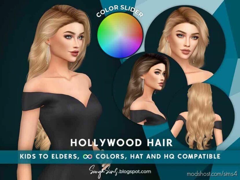 Sims 4 Female Hair Mod: Hollywood Retexture Color Slider (Featured)