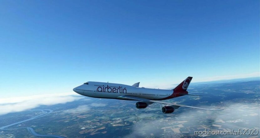 MSFS 2020 4K Livery Mod: Boeing 747-8I AIR Berlin 4K NO Mirroring (Featured)