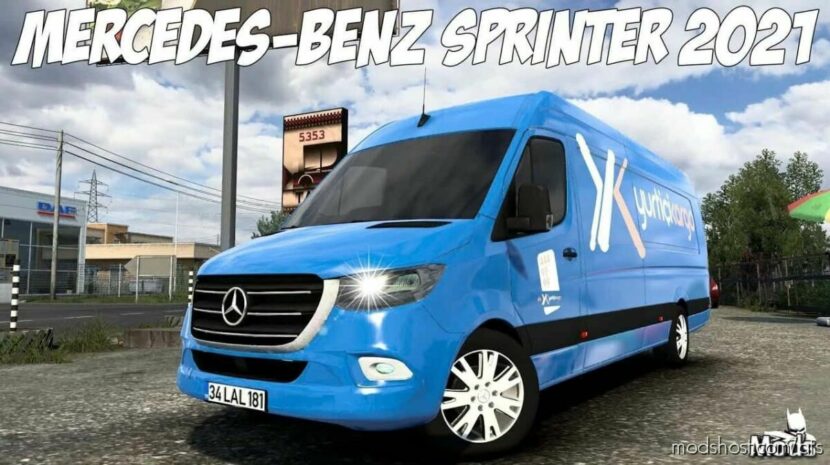 ATS Mercedes-Benz Car Mod: Mercedes Benz Sprinter 2021 + Interior V2.0 1.44 (Featured)