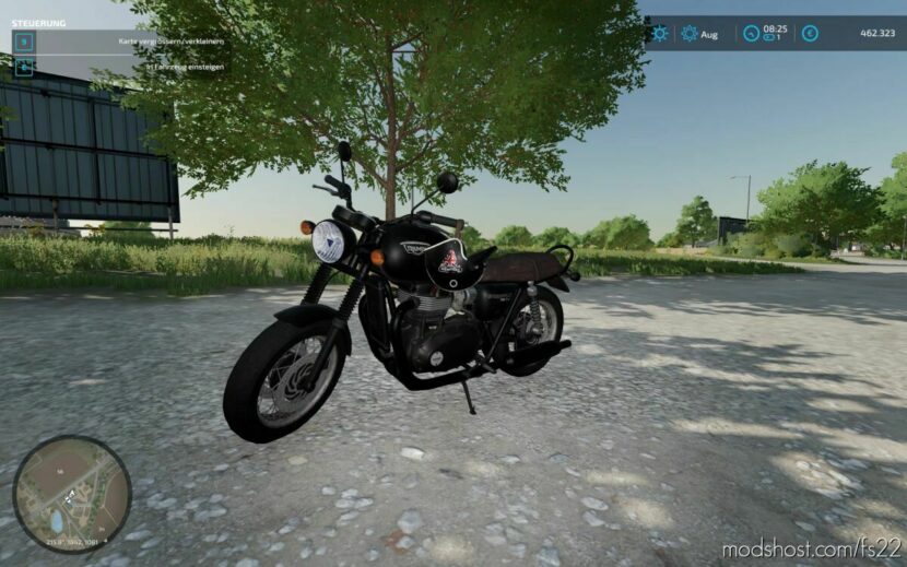 FS22 Vehicle Mod: Classic Motorcycle Triumph Bonneville T120 Black (Featured)