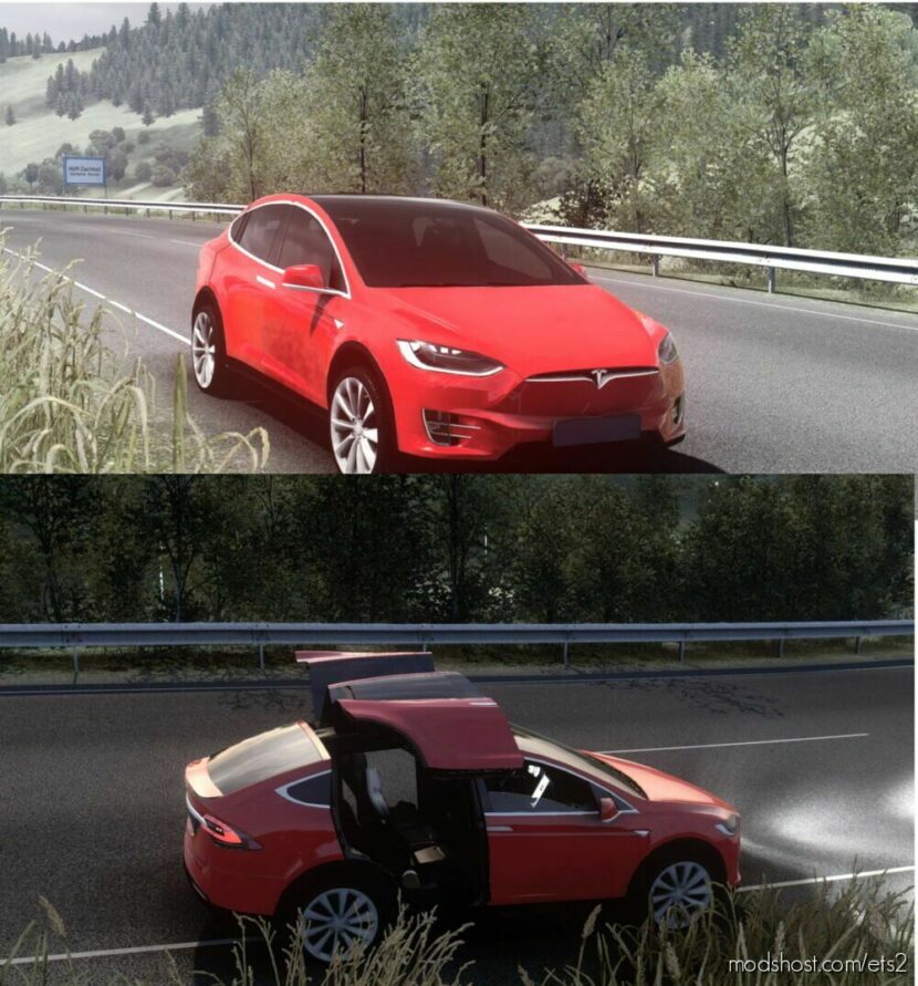 ETS2 Tesla Car Mod: Model X Animation Doors (Featured)