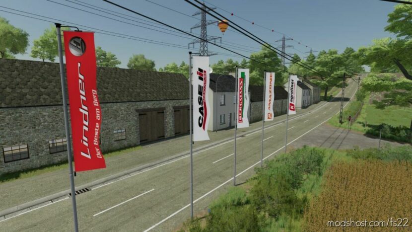 FS22 Flag Placeable Mod: Manufacturer Flags (Featured)