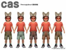 Sims 4 Kid Clothes Mod: Toddler Gp12Shortstail 9 Colors (Image #2)