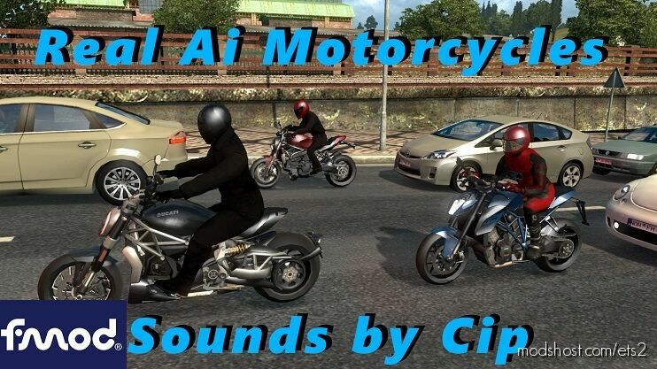 ETS2 Jazzycat Traffic Mod: Real AI Motorcycles Sounds (Addon To Motorcycles Pack By Jazzycat V4.5) Fixed (Featured)