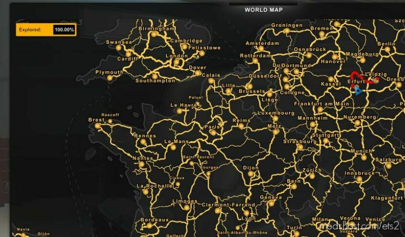 ETS2 Save Mod: 100% Opened Map In ETS2 Profile 1.44 (Featured)