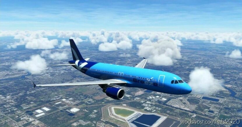 MSFS 2020 A320 Livery Mod: Fenix A320 – Breeze Airways Fictional (Featured)