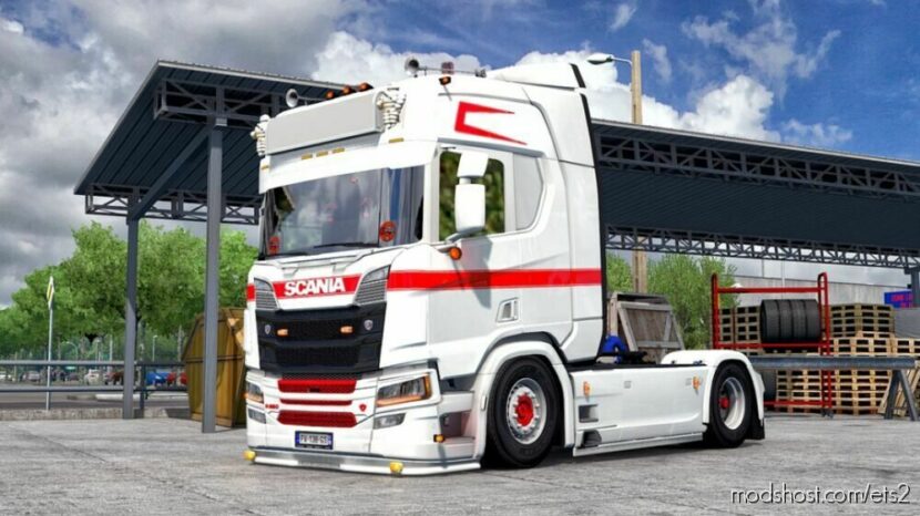 ETS2 Scania Mod: SCS Scania R & Eugene RED & White Skin (Featured)