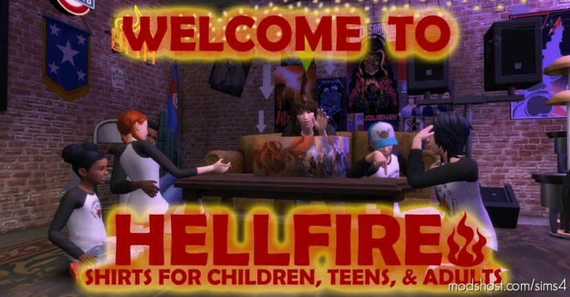 Sims 4 Clothes Mod: Simlish “Hellfire Club” Shirt From Stranger Things (Featured)