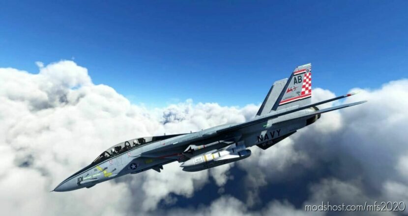 MSFS 2020 Livery Mod: Dcdesigns F-14A VF-211 Checkmates 2004 (Featured)