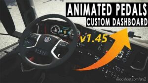 ETS2 Interior Mod: ANIMATED STEERING WHEELS AND PEDALS V1.45 (Featured)