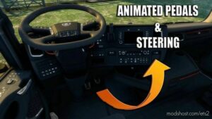 ETS2 Interior Mod: ANIMATED STEERING WHEELS AND PEDALS V1.45 (Image #2)