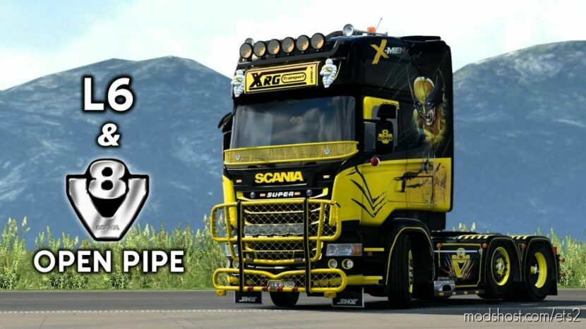 ETS2 Sound Mod: SCANIA L6&V8 OPEN PIPE W/ FKM EXHAUST SYSTEM V3.6 (Featured)