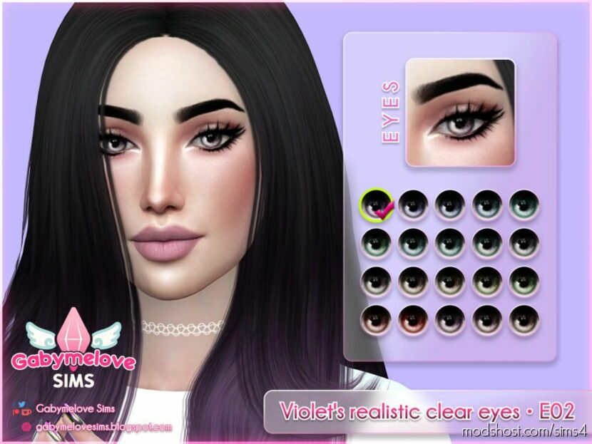 Sims 4 Mod: Violet's realistic clear eyes • E02, contact & default (Featured)