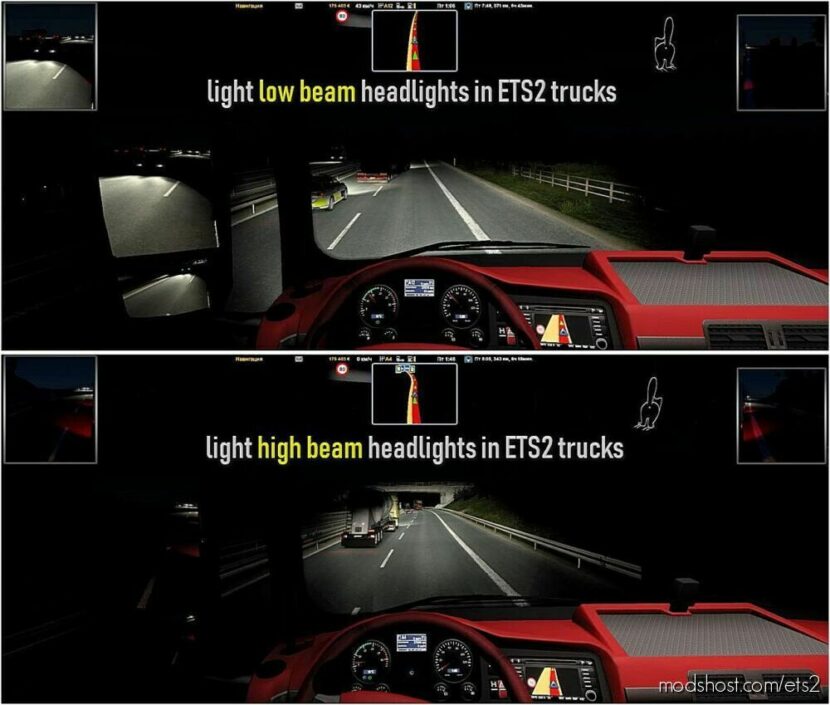 ETS2 Headlights Part Mod: Changes Light The Headlights In Trucks (Featured)