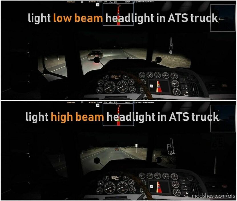 ATS Headlights Part Mod: Changes Light The Headlights In Trucks 1.45 (Featured)