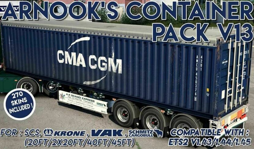 ETS2 Trailer Mod: Arnook’s Container Pack V13 (Featured)