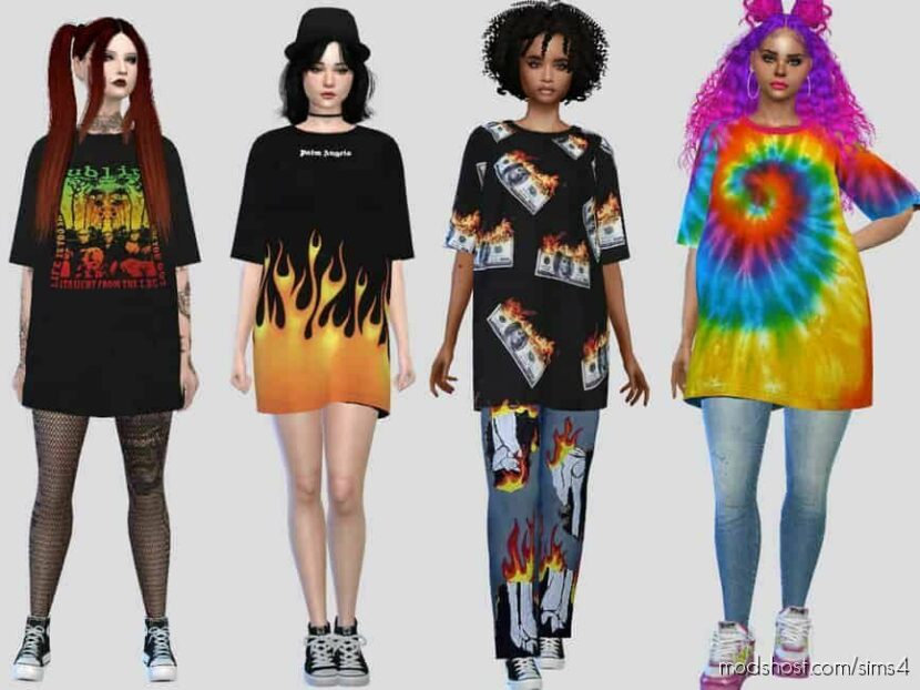 Sims 4 Clothes Mod: Graphic BIG Tees (Featured)