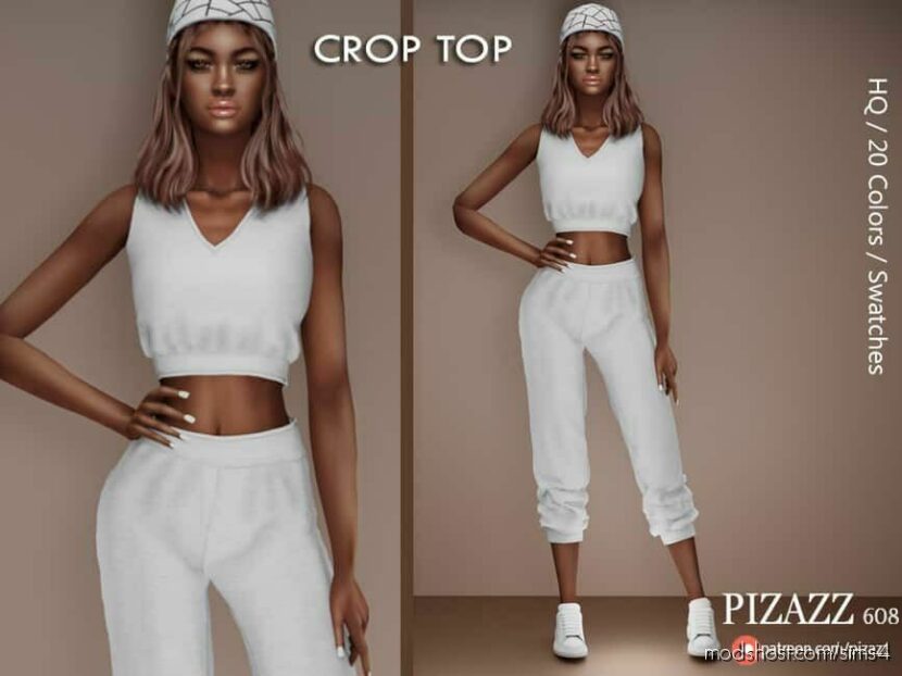 Sims 4 Athletic Clothes Mod: Cotton Jersey Crop TOP (Featured)