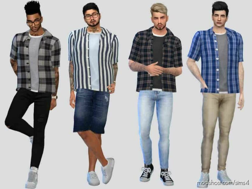 Sims 4 Male Clothes Mod: Kiko Button Shirt (Featured)