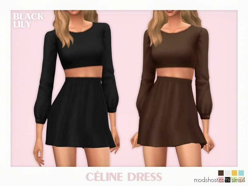 Sims 4 Teen Clothes Mod: Celine Dress (Featured)