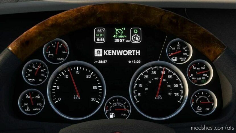 ATS Kenworth Interior Mod: T680 Improved Dashboard 1.45 (Featured)