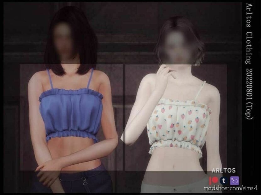 Sims 4 Female Clothes Mod: Pleated TOP / 20220801 (Featured)