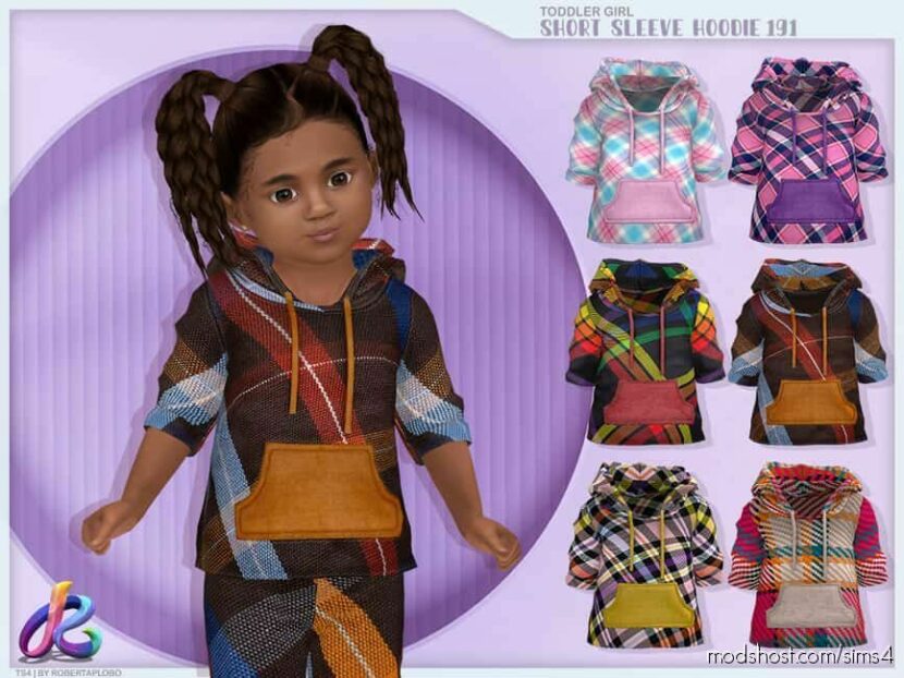 Sims 4 Kid Clothes Mod: Toddler Girl Short Sleeve Hoodie 191 (Featured)