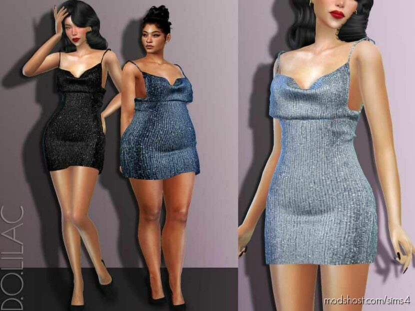 Sims 4 Elder Clothes Mod: Sequin Mini Dress DO528 (Featured)