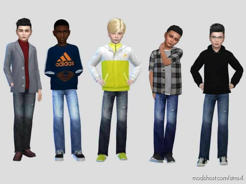 Sims 4 Male Clothes Mod: Gabbie Denim Jeans Boys (Featured)