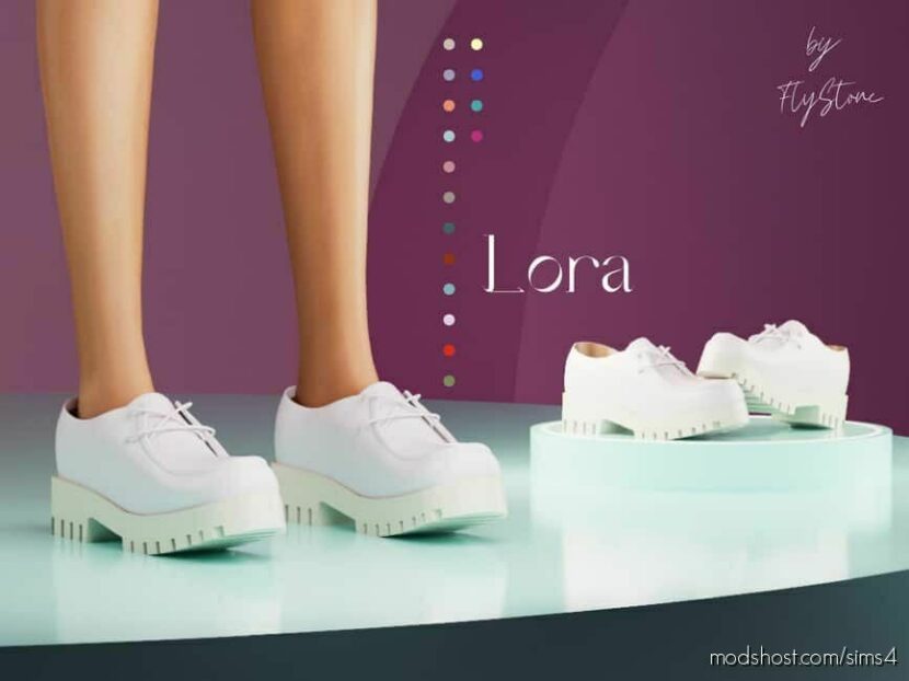 Sims 4 Clothes Mod: “Lora” Beige Suede Lace-Up Loafers (Featured)