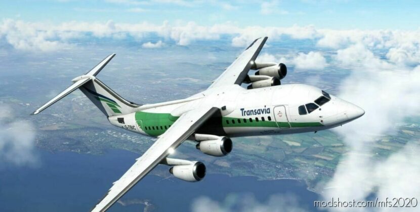 MSFS 2020 Livery Mod: BAE 146-200 Transavia G-Tbic (Featured)