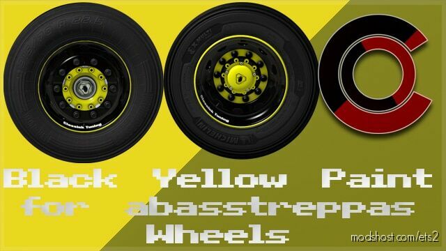 ETS2 Wheels Part Mod: Black Yellow For Abasstreppas Wheels (Featured)