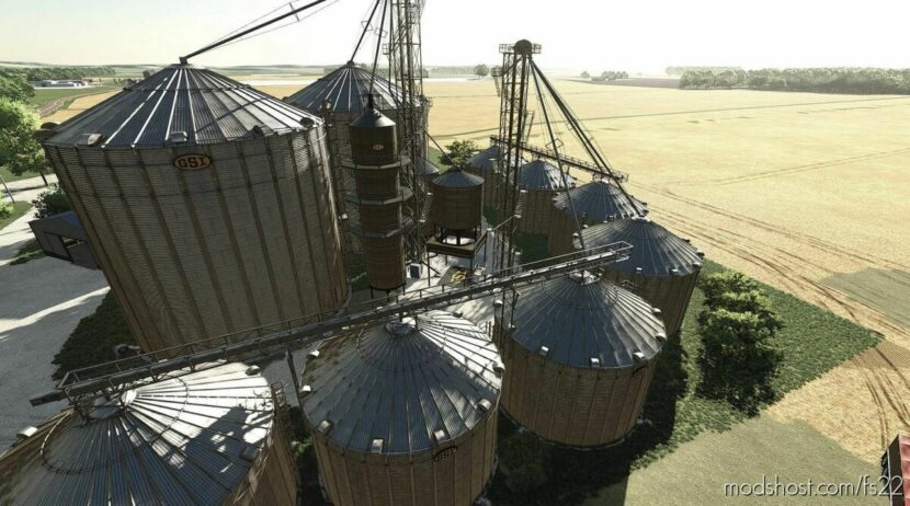 FS22 Placeable Mod: GSI Grain BIN Site With Dryer V1.0.0.1 (Featured)