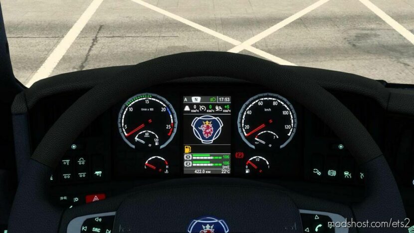 ETS2 Interior Mod: Scania RS 2009 Improved Dashboard v1.1 1.45 (Featured)