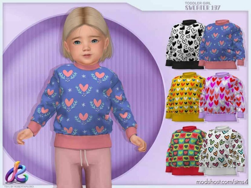 Sims 4 Kid Clothes Mod: Toddler Girl Sweater 197 (Featured)